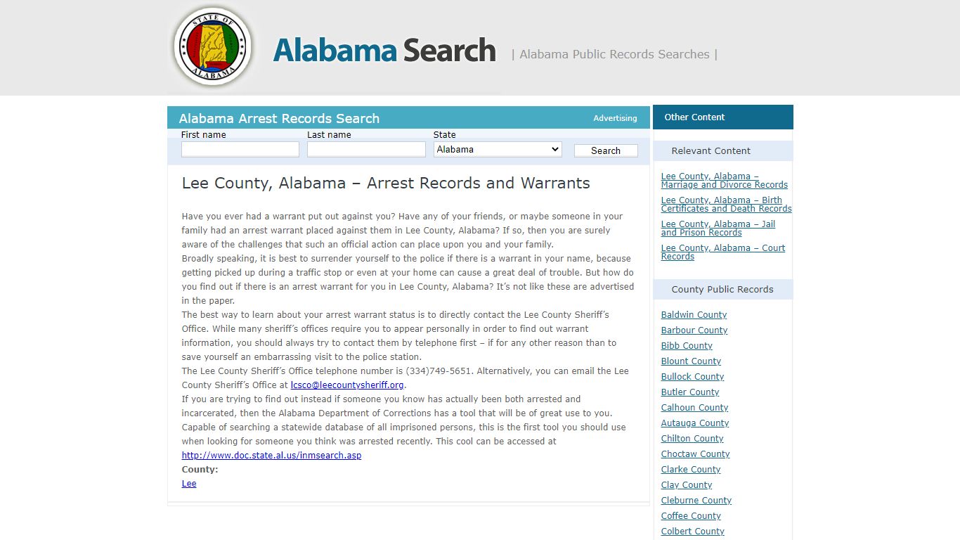 Lee County, Alabama – Arrest Records and Warrants ...